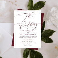 Elegant Dark Red Burgundy Calligraphy The Wedding