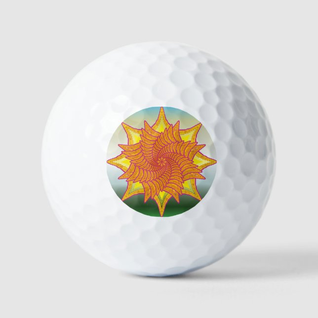 Elegant Dark Red Geometric Pattern Stainless Steel Golf Balls (Front)