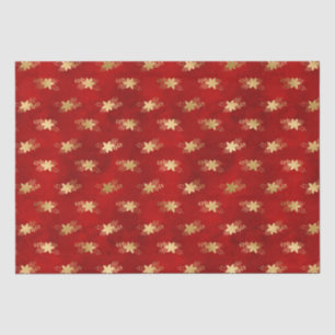 Elegant dark red gold foil poinsettias Christmas Tissue Paper