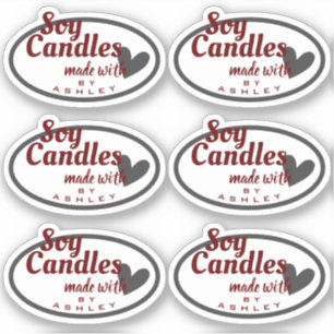 Elegant Dark Red Grey Heart on White Soy Candles