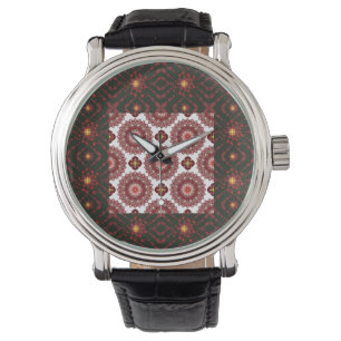 Elegant Dark Red Mandala Geometric Wall Clock – Ar Watch