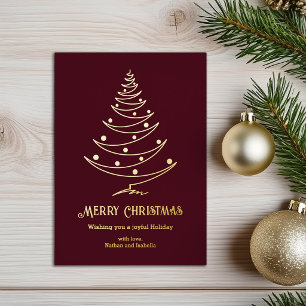 Elegant Dark Red Maroon Merry Christmas Gold
