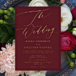 Elegant Dark Red Plum Burgundy Gold The Wedding<br><div class="desc">*REAL FOIL* ***this design is part of a matching collection*** _______________________ this design template is fully editable / customisable by you the customer - click personalise further button if you wish to move, add, delete, or make significant changes to the design _______________________ *if you have any DESIGN questions or need...</div>