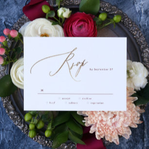 Elegant Dark Red Plum Burgundy Gold The Wedding RSVP Card