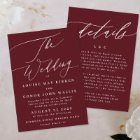 Elegant Dark Red Plum Burgundy White The Wedding