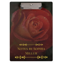 Elegant Dark Red Rose Botanical Floral Clipboard