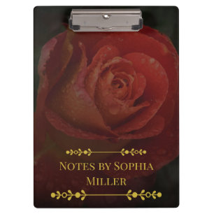 Elegant Dark Red Rose Botanical Floral Clipboard