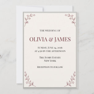 Elegant Dark Romance Courthouse Wedding Invitation