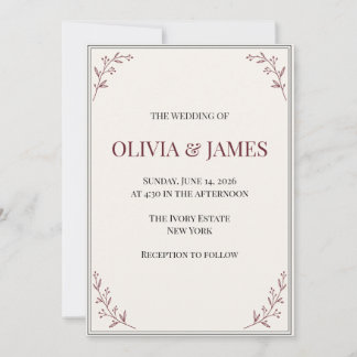 Elegant Dark Romance Courthouse Wedding Invitation