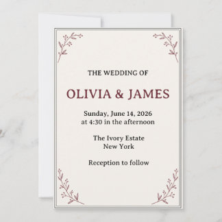 Elegant Dark Romance Courthouse Wedding Invitation