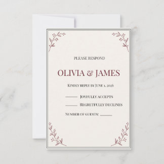 Elegant Dark Romance Courthouse Wedding RSVP Respo Card