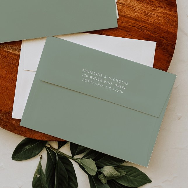 Elegant Dark Sage Green Return Address Envelope (Creator Uploaded)
