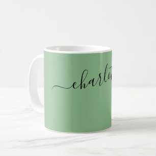 Elegant Dark Sea Green Colour Name Personalised Coffee Mug