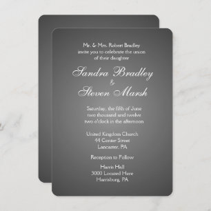 Elegant Dark Silver Wedding Invitations