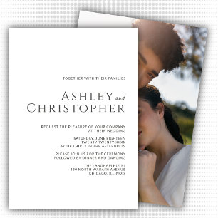 Elegant Dark Slate Modern Photo Wedding Invitation