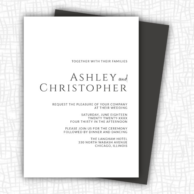 Elegant Dark Slate Modern Wedding Invitation (Creator Uploaded)