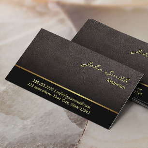 Elegant Dark Tan Leather Magician Business Card