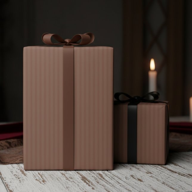 Elegant Dark Tan Pinstripes Wrapping Paper (Simple Elegant Vintage Brown Wrapping Paper for Gothic Wedding or Birthday for Him. Brown Pinstripes)