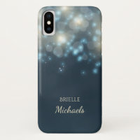 Elegant Dark Teal Bokeh Glamour Glow With Name