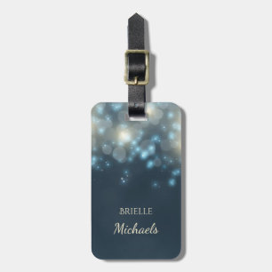 Elegant Dark Teal Bokeh Glamour Glow With Name Luggage Tag
