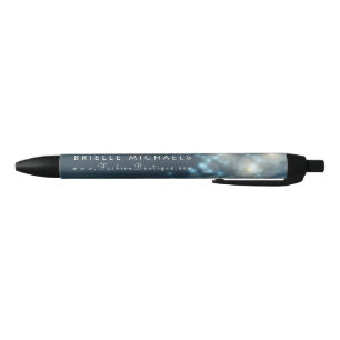 Elegant Dark Teal Bokeh Sparkle Fashion Boutique Black Ink Pen