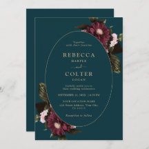 Elegant Dark Teal Burgundy Floral Wedding  