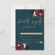 Elegant Dark Teal Burgundy Floral Wedding