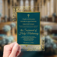 Elegant Dark Teal & Gold Ornate Catholic Wedding