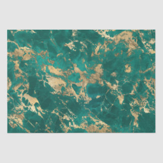 Elegant Dark Teal Green Gold Marble Christmas Tissue Paper