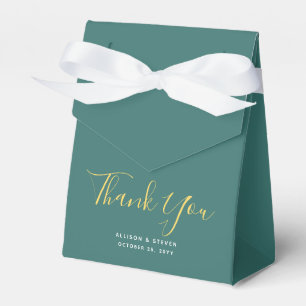 Elegant Dark Teal Wedding Thank You Script Name Favour Box