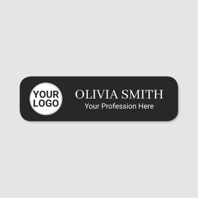 Elegant Dark Theme Simple Employee Name Tag (Front)