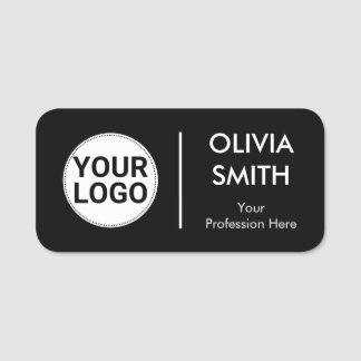 Elegant Dark Theme Simple Split in Half Employee Name Tag