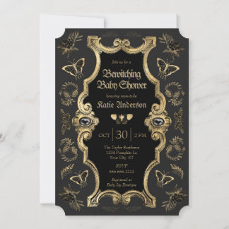 Elegant Dark Victorian Gothic Baby Shower Invitation