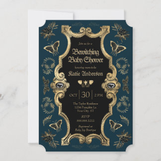 Elegant Dark Victorian Gothic Baby Shower Invitation