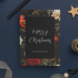 Elegant Dark Vintage Merry Christmas Holiday Card<br><div class="desc">Elegant Dark Merry Christmas card: an original and striking design,  with an elgant font mixed with a vintage tapestry background.</div>