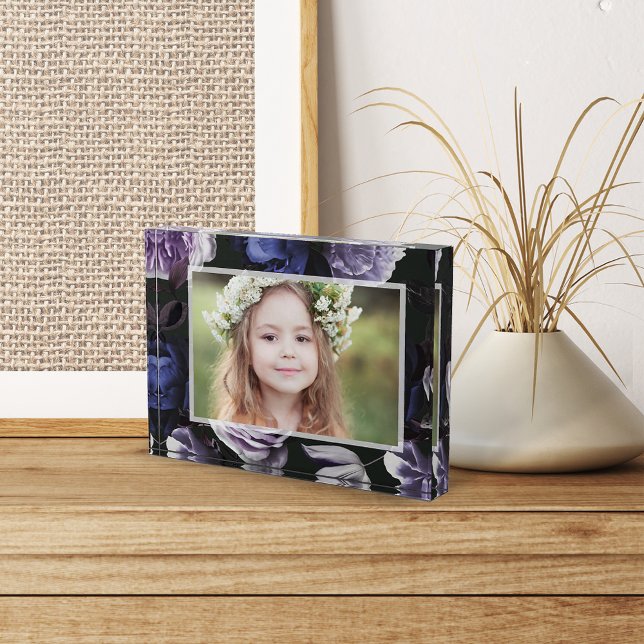 Elegant Dark Violet Floral Photo Block (Creator Uploaded)