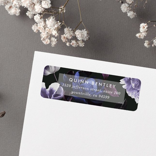 Elegant Dark Violet Floral Return Address (Creator Uploaded)