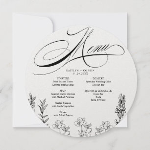 Elegant Dark Wildflower Menu Card