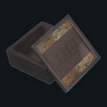Elegant Dark Wood Grain Gold Frame-Monogram Jewellery Box<br><div class="desc">Elegant dark wood grain with ornate vintage frame in gold tones. Fully customisable text/monogram</div>