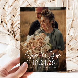 Elegant Date   Two Photo and QR Code Wedding Save The Date