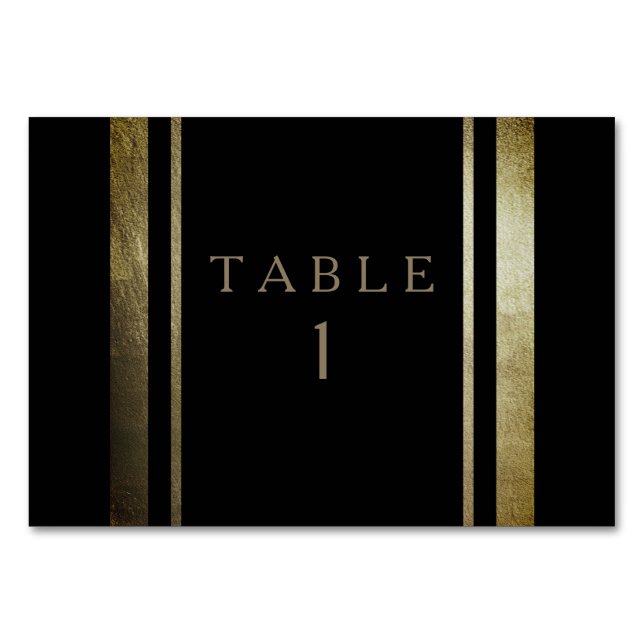 Elegant Day Gold & Black Wedding Table Number (Front)