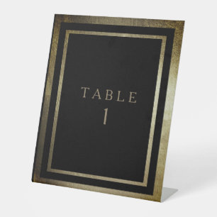 Elegant Day Gold & Black Wedding Table Number Pedestal Sign