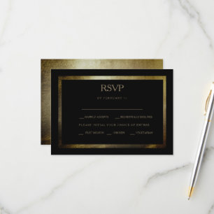 Elegant Day Metallic Gold Wedding RSVP Card