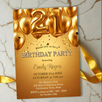 Elegant Dazzling Gold Foil Balloons 21st Birthday
