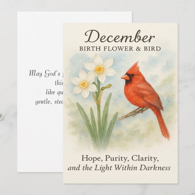 Elegant December Scripture Christian Cardinal  (Front/Back)