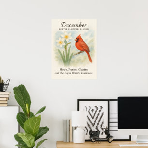 Elegant December Scripture Christian Cardinal Poster