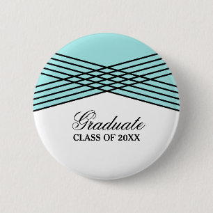Elegant Deco Aqua Graduation Button
