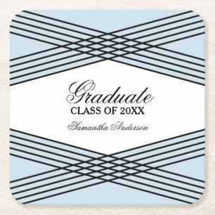 Elegant Deco Blue Graduation Coasters