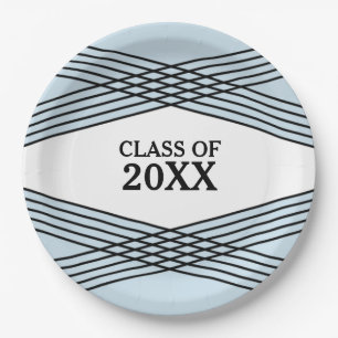Elegant Deco Blue Graduation Paper Plates