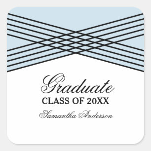Elegant Deco Blue Graduation Stickers